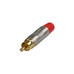 Rean RF2C-AU-2 RCA Plug with Gold Plated Contacts Nickel Shell Red Boot